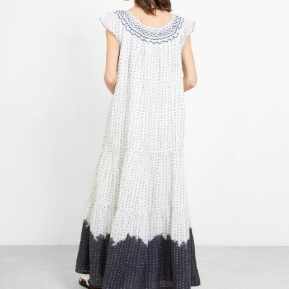 Apiece Apart Aborsano Dress in Dipped Shibori - Dip Tie Dye Boho Smocked - Picture 2 of 16